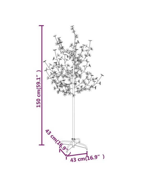 Kirsikankukka LED-puu lämmin valkoinen 120 LED-valoa 150 cm