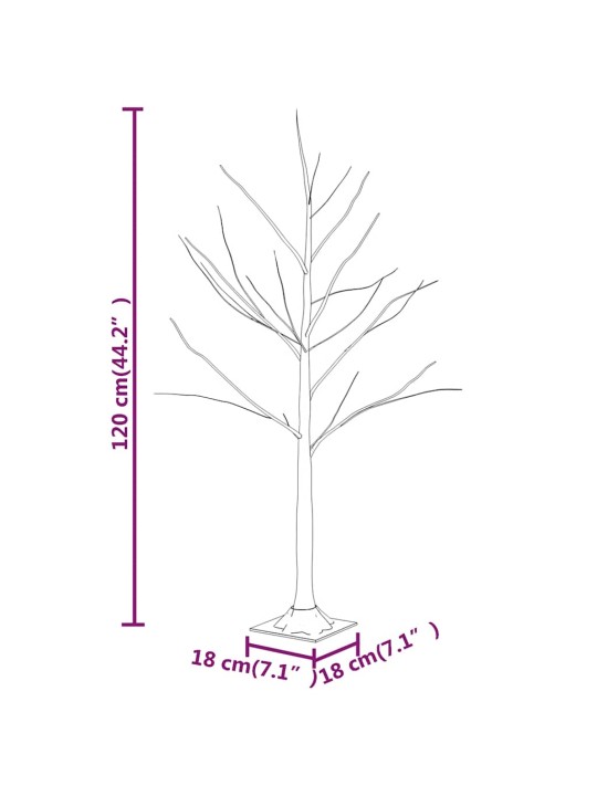 Valkoinen LED-koivu lämmin valkoinen 48 LED-valoa 120 cm