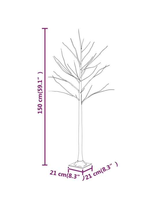 Valkoinen LED-koivu lämmin valkoinen 72 LED-valoa 150 cm