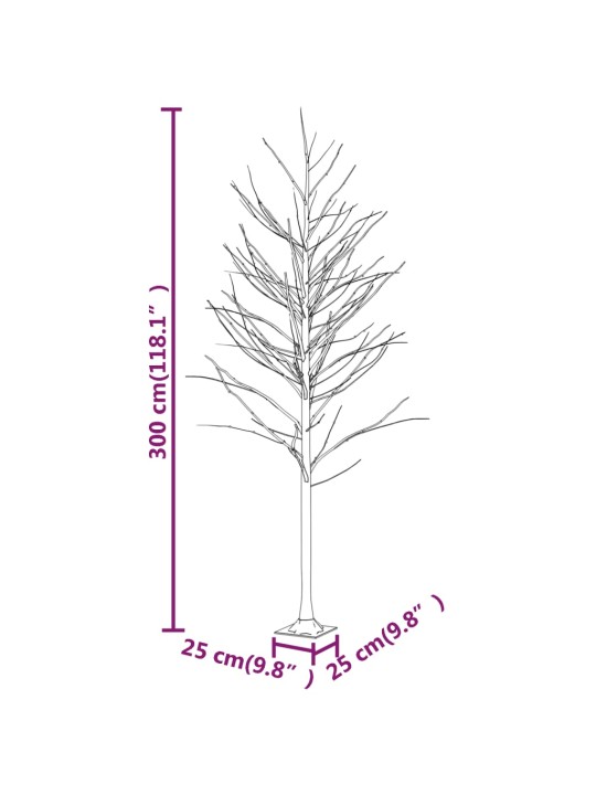 Valkoinen LED-koivu lämmin valkoinen 240 LED-valoa 300 cm