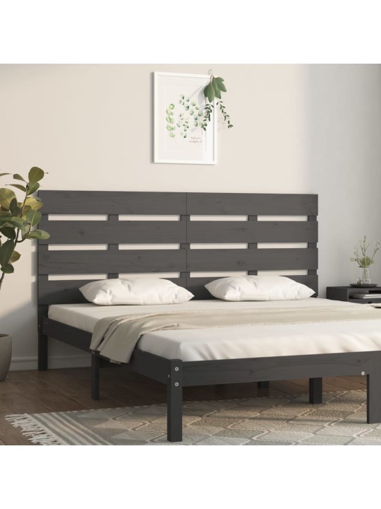 Sängynpääty harmaa 160x3x80 cm täysi mänty
