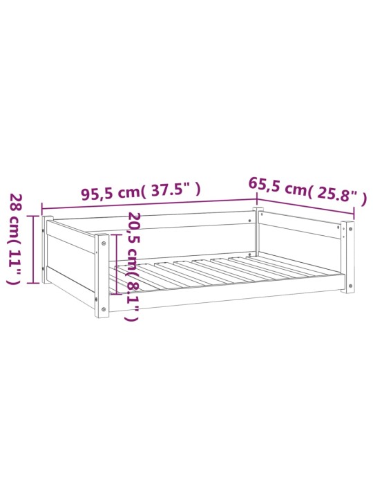 Koiransänky valkoinen 95,5x65,5x28 cm täysi mänty
