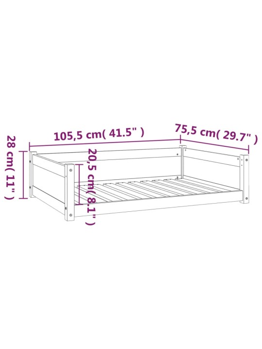 Koiransänky valkoinen 105,5x75,5x28 cm täysi mänty