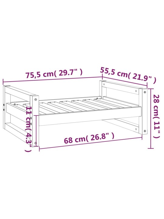 Koiransänky harmaa 75,5x55,5x28 cm täysi mänty