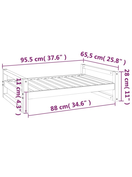 Koiransänky harmaa 95,5x65,5x28 cm täysi mänty