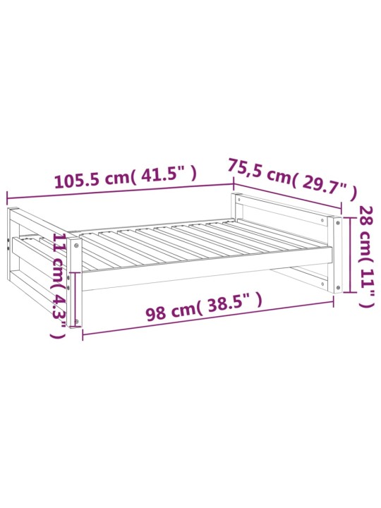Koiransänky valkoinen 105,5x75,5x28 cm täysi mänty