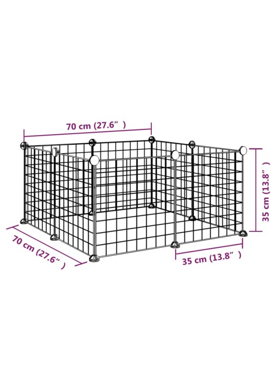 8-paneelinen lemmikkihäkki musta 35x35 cm teräs