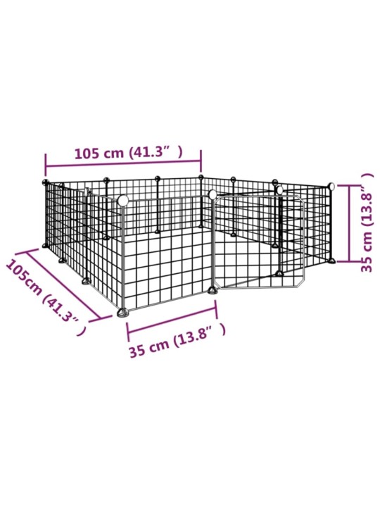 12-paneelinen lemmikkihäkki ovella musta 35x35 cm teräs