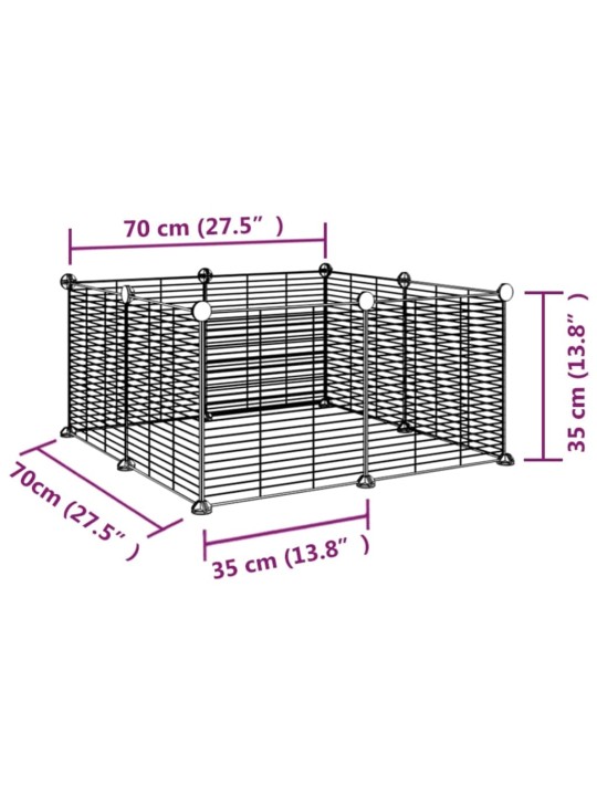 8-paneelinen lemmikkihäkki musta 35x35 cm teräs