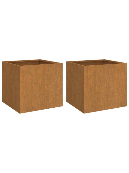 Kukkalaatikot 2 kpl 32x30x29 cm Corten teräs