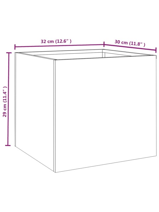 Kukkalaatikot 2 kpl 32x30x29 cm Corten teräs