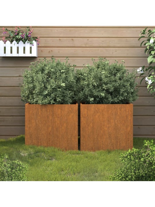 Kukkalaatikot 2 kpl 32x30x29 cm Corten teräs