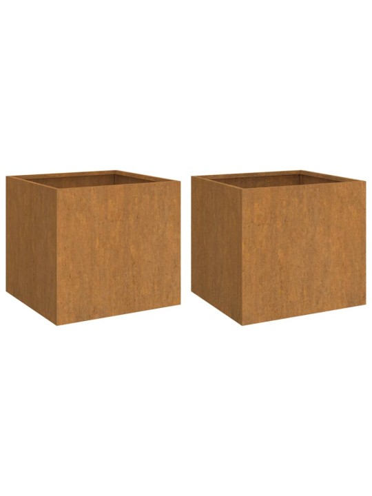 Kukkalaatikot 2 kpl 42x40x39 cm Corten teräs