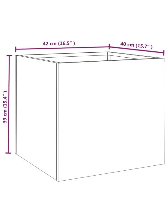 Kukkalaatikot 2 kpl 42x40x39 cm Corten teräs