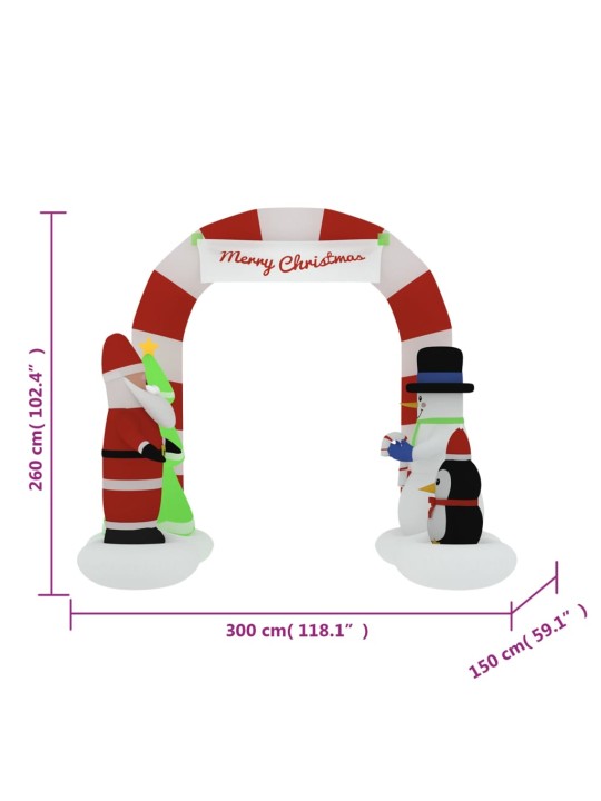 Ilmatäytteinen joulukaariportti LED-valoilla 260 cm