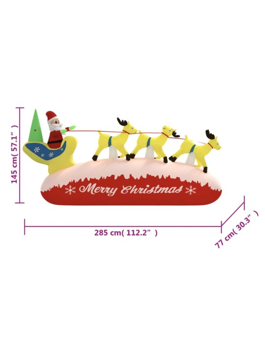 Ilmatäytteinen joulupukki- ja porokoriste LED 145 cm