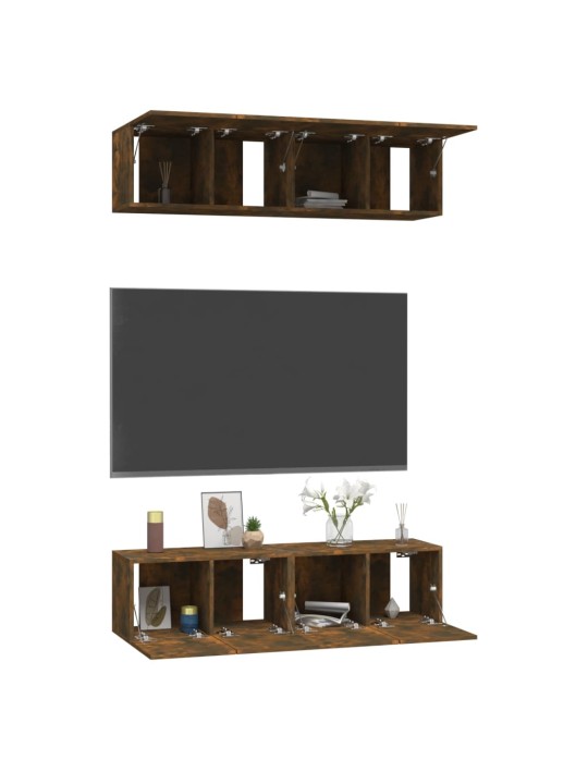 TV-seinäkaapit 4 kpl savutammi 60x30x30 cm tekninen puu