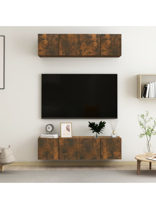 TV-seinäkaapit 4 kpl savutammi 60x30x30 cm tekninen puu