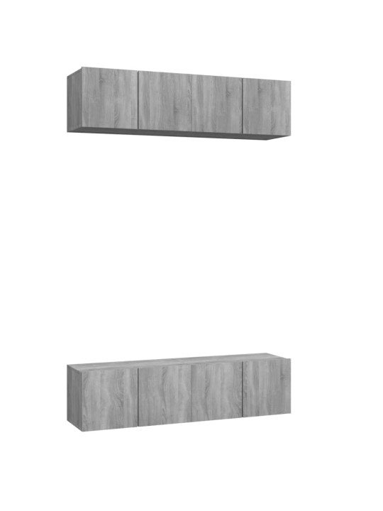 TV-tasot 4 kpl harmaa Sonoma 60x30x30 cm tekninen puu