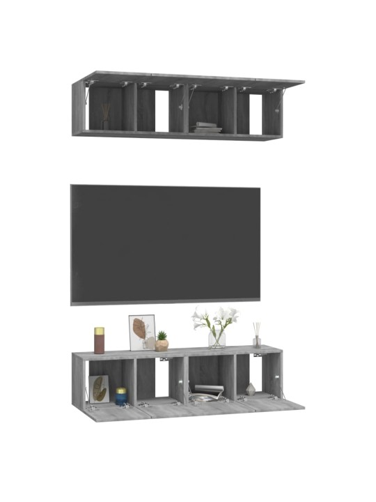TV-tasot 4 kpl harmaa Sonoma 60x30x30 cm tekninen puu