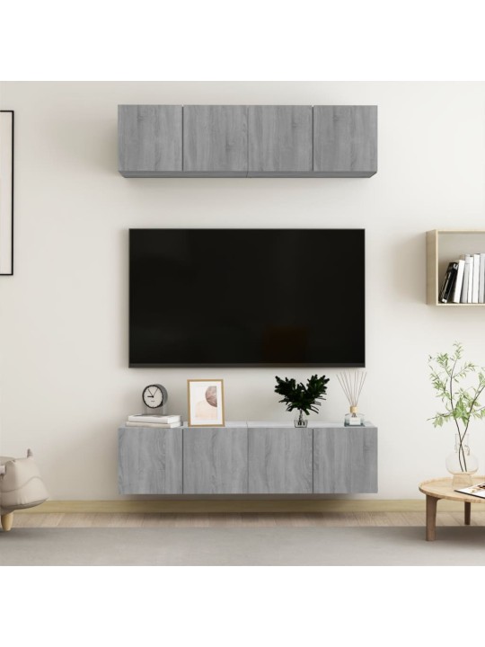 TV-tasot 4 kpl harmaa Sonoma 60x30x30 cm tekninen puu