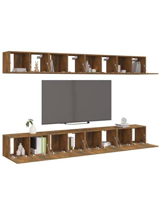Tv-tasot 8 kpl savutammi 60x30x30 cm tekninen puu