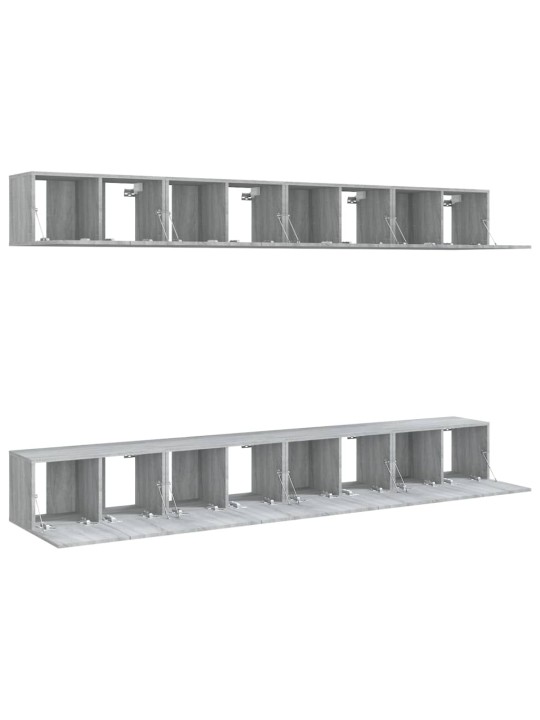 TV-tasot 8 kpl harmaa Sonoma 60x30x30 cm tekninen puu
