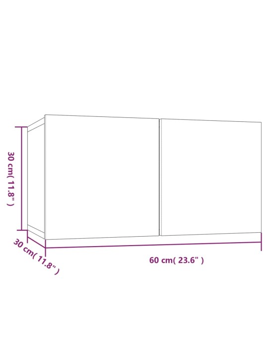 TV-tasot 8 kpl harmaa Sonoma 60x30x30 cm tekninen puu