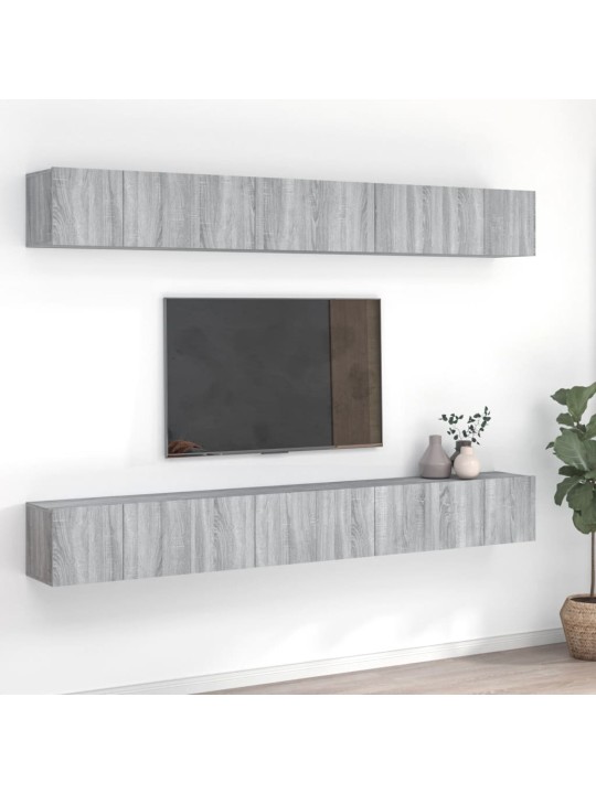 TV-tasot 8 kpl harmaa Sonoma 60x30x30 cm tekninen puu