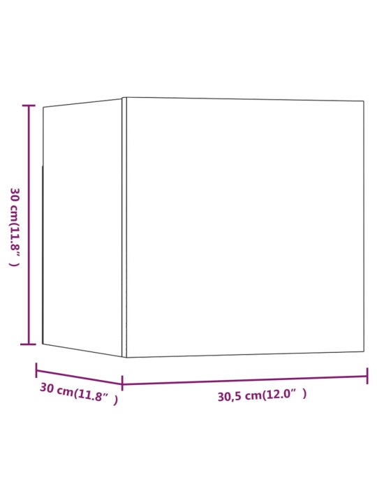 Seinäkiinnitettävät TV-kaapit 8 kpl savutammi 30,5x30x30 cm