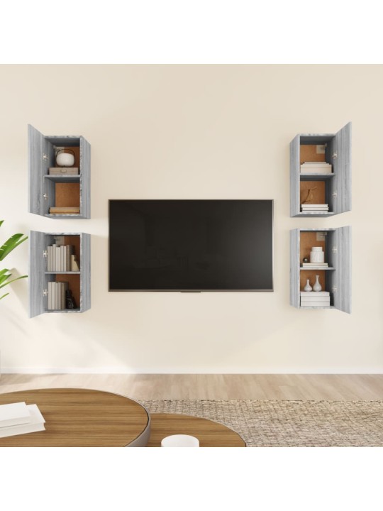 TV-kaapit 4 kpl harmaa Sonoma 30,5x30x60 cm lastulevy