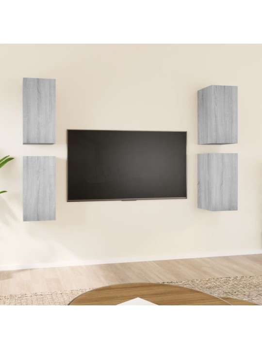 TV-kaapit 4 kpl harmaa Sonoma 30,5x30x60 cm lastulevy