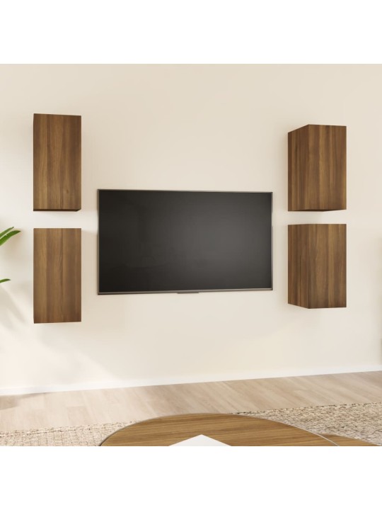 TV-kaapit 4 kpl ruskea tammi 30,5x30x60 cm tekninen puu