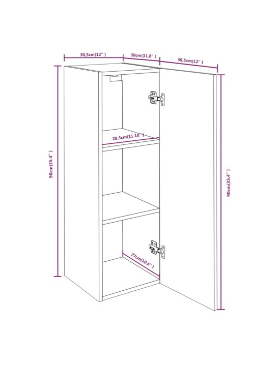 TV-kaapit 4 kpl harmaa Sonoma 30,5x30x90 cm tekninen puu