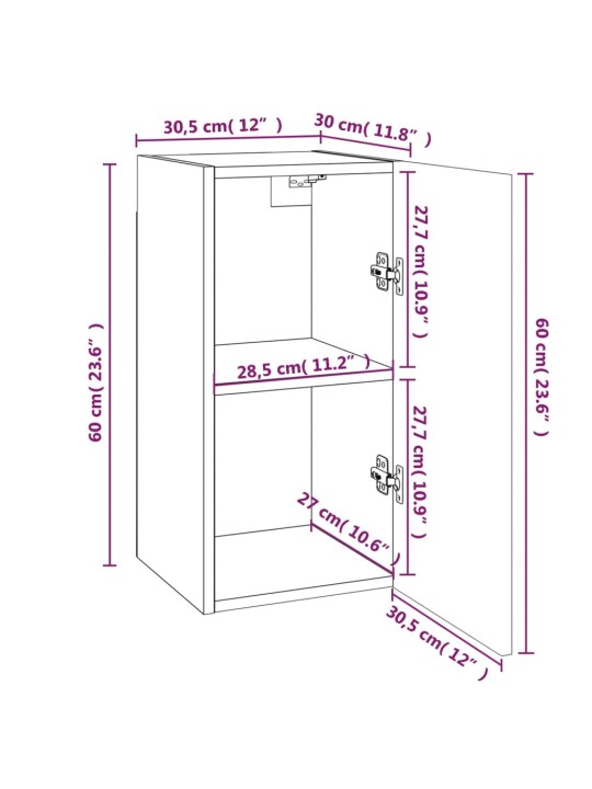 TV-kaapit 7 kpl savutammi 30,5x30x60 cm tekninen puu