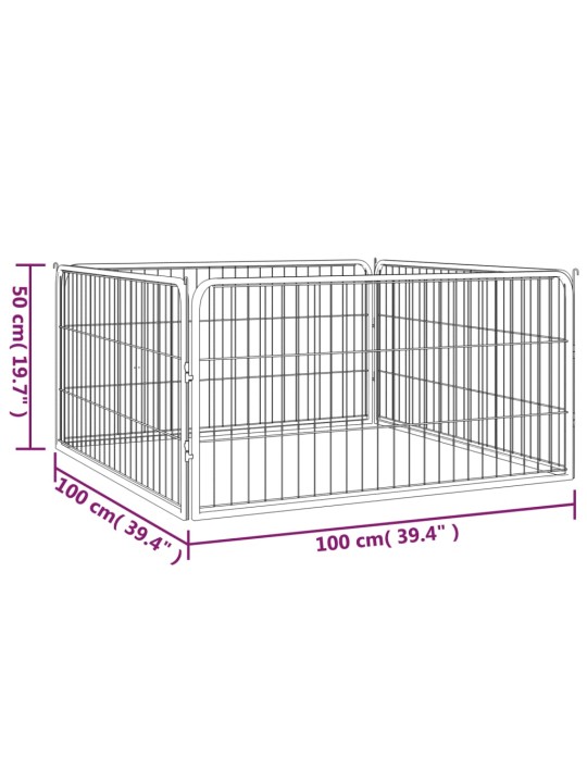Koiranhäkki 4 paneelia musta 100x50 cm jauhemaalattu teräs