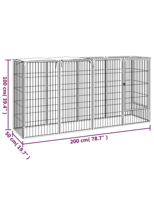 Koiranhäkki 10 paneelia musta 50x100 cm jauhemaalattu teräs