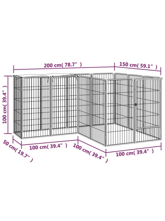 Koiranhäkki 14 paneelia musta 50x100 cm jauhemaalattu teräs