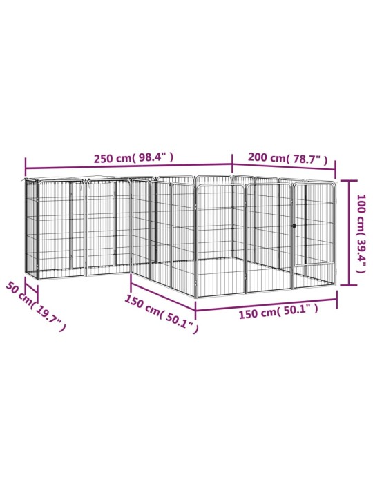 Koiranhäkki 18 paneelia musta 50x100 cm jauhemaalattu teräs