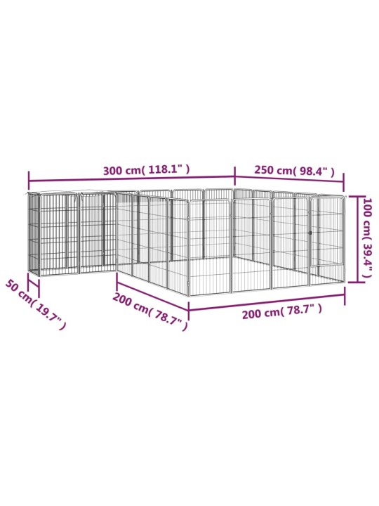 Koiranhäkki 22 paneelia musta 50x100 cm jauhemaalattu teräs