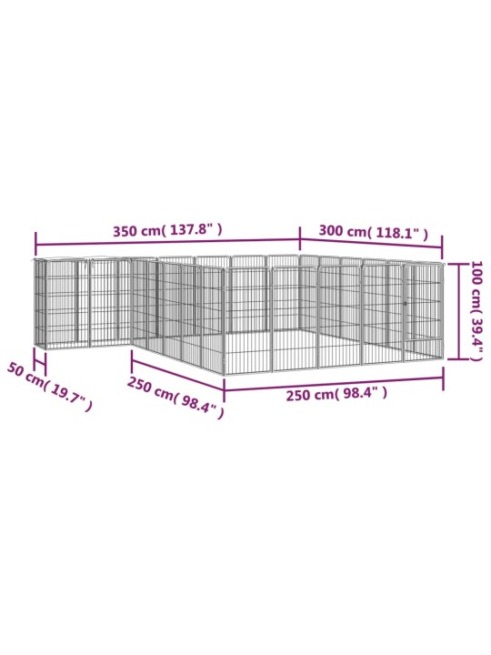 Koiranhäkki 26 paneelia musta 50x100 cm jauhemaalattu teräs