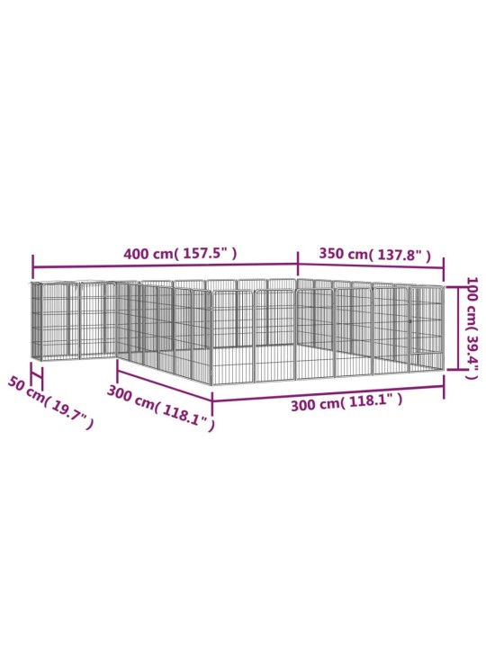 Koiranhäkki 30 paneelia musta 50x100 cm jauhemaalattu teräs