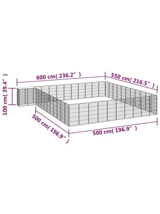 Koiranhäkki 46 paneelia musta 50x100 cm jauhemaalattu teräs