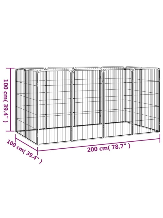 Koiranhäkki 12 paneelia musta 50x100 cm jauhemaalattu teräs