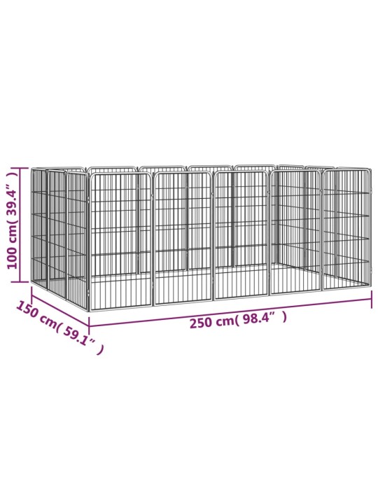 Koiranhäkki 16 paneelia musta 50x100 cm jauhemaalattu teräs