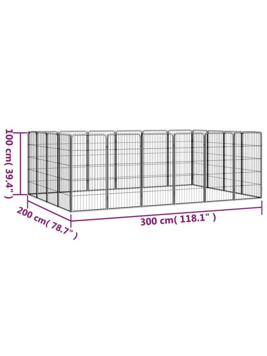 Koiranhäkki 20 paneelia musta 50x100 cm jauhemaalattu teräs