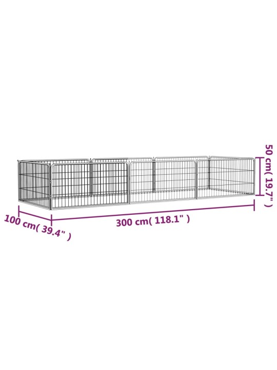 Koiranhäkki 8 paneelia musta 100x50 cm jauhemaalattu teräs