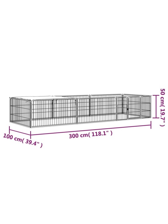 Koiranhäkki 8 paneelia musta 100x50 cm jauhemaalattu teräs