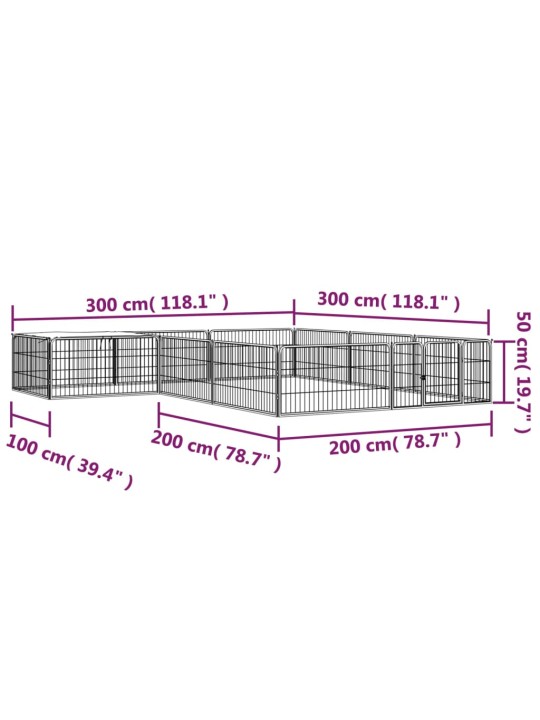 Koiranhäkki 12 paneelia musta 100x50 cm jauhemaalattu teräs