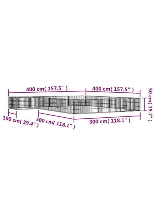 Koiranhäkki 16 paneelia musta 100x50 cm jauhemaalattu teräs